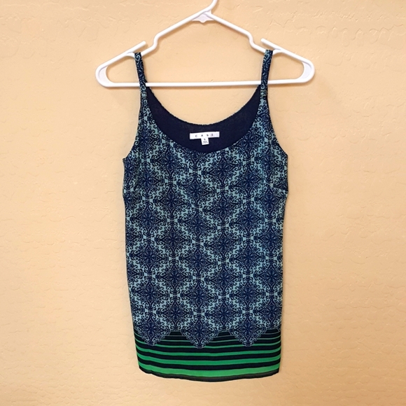 CAbi  Blue Cream and Green tank top blouse - Picture 2 of 7